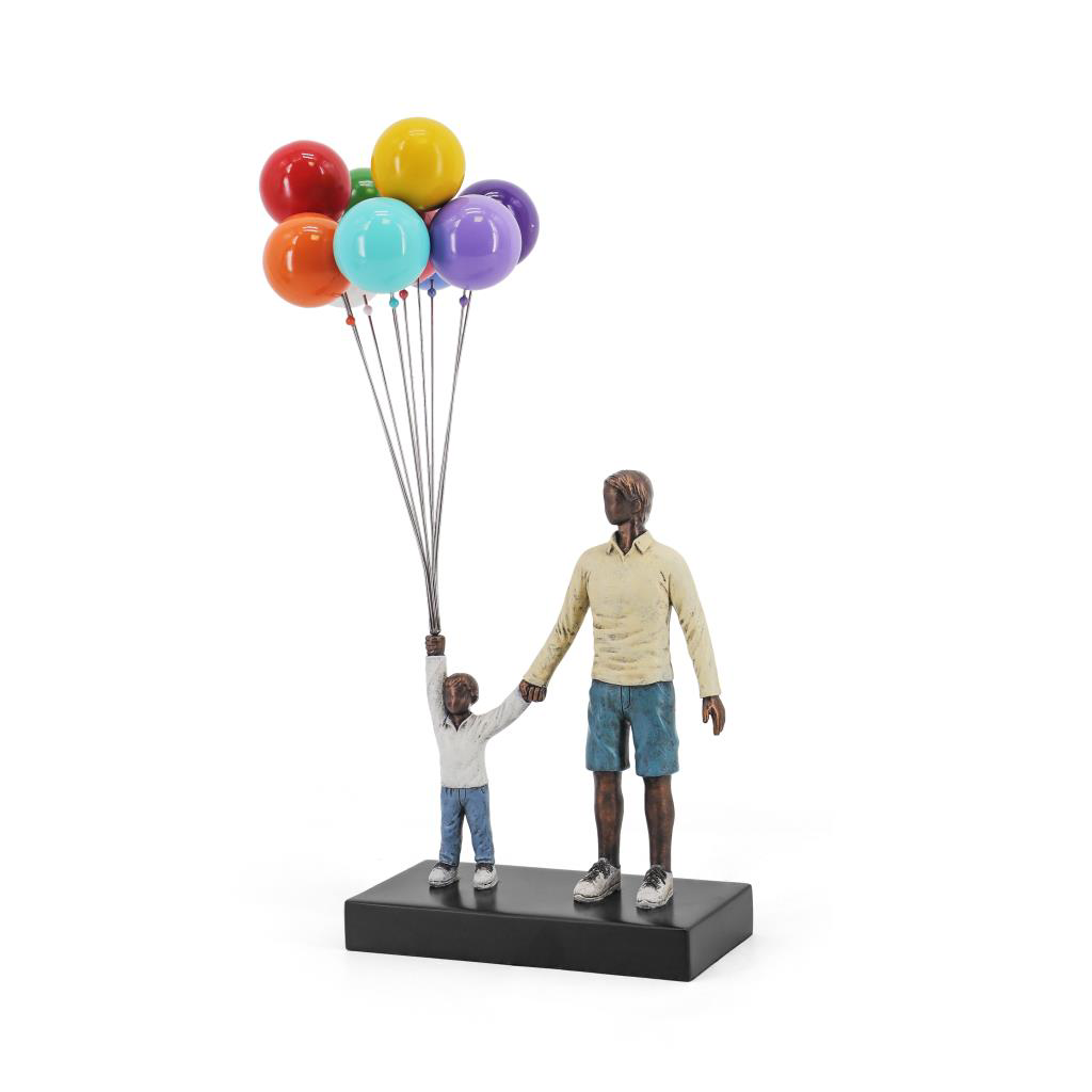  David McGlynn Sculpture - Dad & Boy 'Content' - Engravable