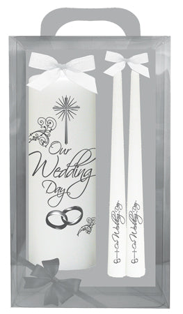  Wedding Candle Set 8" Gift Boxed White