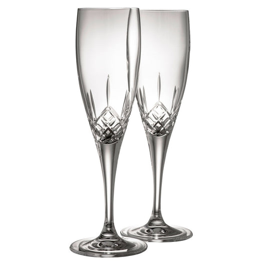  Galway Crystal Longford Flute Champagne Pair - Engravable