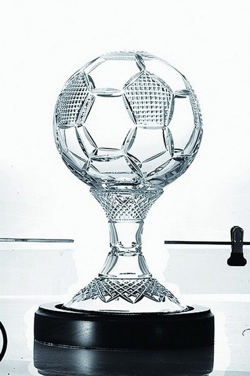  Galway Crystal 8 Inch Soccer Ball Trophy - Engravable